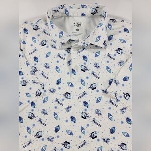1764 Ski Snowman Snow Skull Print Golf Polo Shirt Performance Stretch Men's XL
